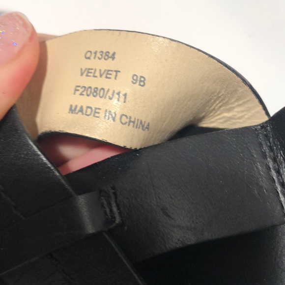 COACH T Strap Velvet Wedges Sandals (all black) - Picture 7 of 10